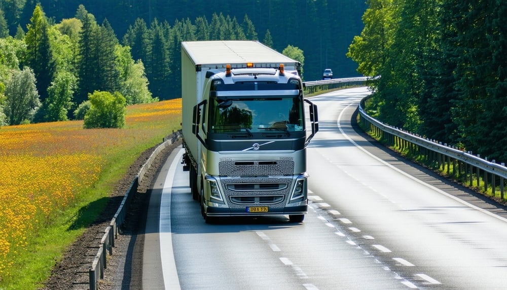 A truck on the open road, symbolizing high-paying opportunities and efficient dispatch services